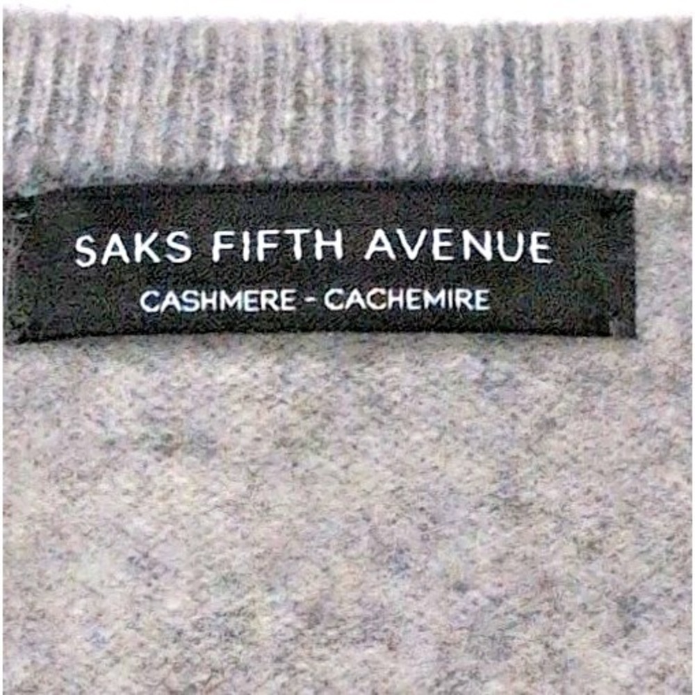 Saks Fifth Avenue Cashmere‎ V-Neck Sweater Gray Size L Women's/Unisex Runs Small - Picture 6 of 15